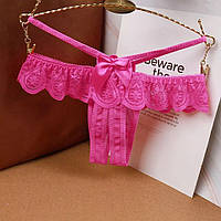 Трусики з розрізом та бантиками малинові - розмір універсальний (на резинці)
