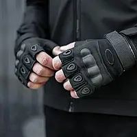 Тактические перчатки с открытыми пальцами черные, армейские перчатки для военных ЗСУ bos