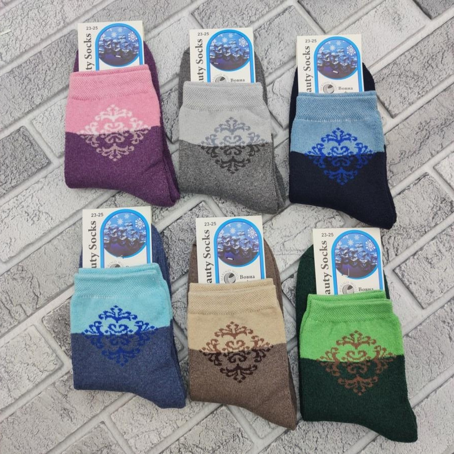 Шкарпетки жіночі махрові середні "Візерунок" , BEAUTY SOCKS, р23-25, випадкове асорті 20033262