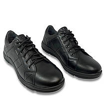 Чоловічі кросівки осінні чорні шкіряні Clubshoes на шнуровці осінь/весна демі, фото 4