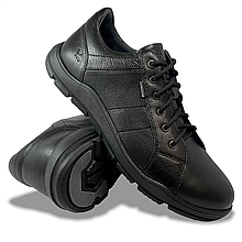 Чоловічі кросівки осінні чорні шкіряні Clubshoes на шнуровці осінь/весна демі