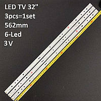 LED подсветка TV 32" inch 6led 3V 562mm BRAVIS 32D2000 32D3000 KHP2006684A LB320079 32D2000