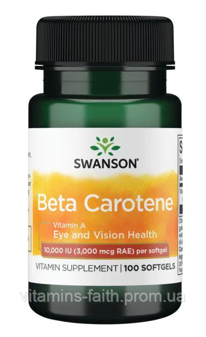 Бета-каротин від Swanson(Вітамін А), 3000мкг, 100капсул