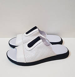 STTOPA Розміри 40-45. Шльопанці великих розмірів на широку ногу шкіряні. 117-4045 Молочні