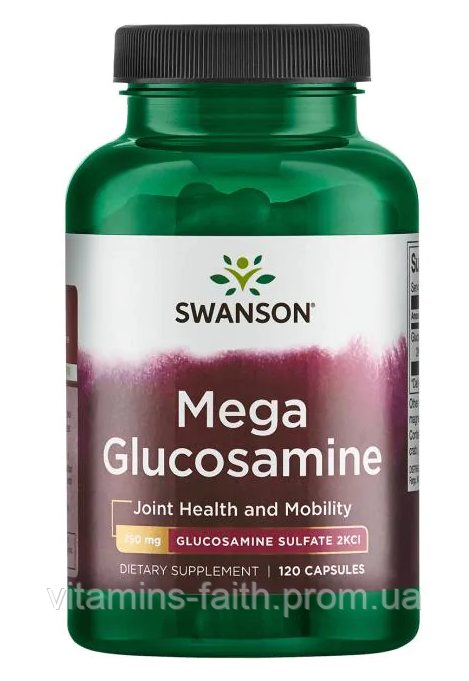 Мега Глюкозамін для суглобів від Swanson (Mega Glucosamine), 750 мг, 120 капс