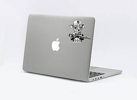 Патріотична наклейка на ноутбук / планшет "Бойовий пес з автоматом" 12x12 см