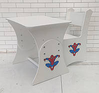 Детский растущий столик и стульчик Спайдер Мен Белый МДФ 10 мм