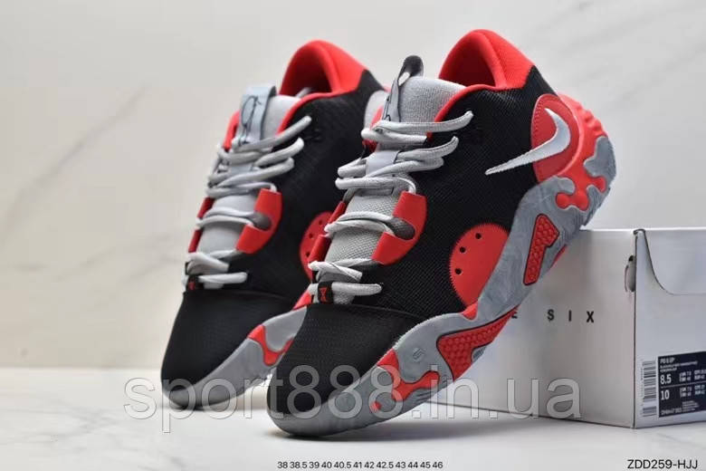 Eur38-46 Nike PG 6  Bred  Black Red Grey чорно червоні чоловічі баскетбольні кросівки