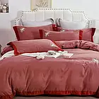 Комплект постільної білизни із сатину з вишивкою TM Home textile розмір євро POL колiр червоний