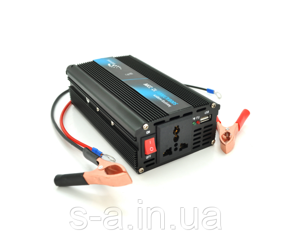 Інвертор напруги Voltronic, 500ВА (300 Вт), 12/220 V, aproximated, 1 універсальна розетка, крокодили, 1 USB
