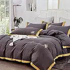 Комплект постільної білизни із сатину з вишивкою TM Home textile розмір євро POL колiр темно-сiрий