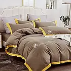 Комплект постільної білизни із сатину з вишивкою TM Home textile розмір євро POL колiр свiтло-коричневий