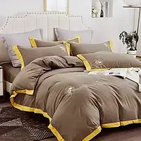 Комплект постельного белья из сатина с вышивкой TM Home textile размер евро POL цвет светло-коричневый
