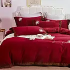 Комплект постільної білизни із сатину з вишивкою TM Home textile розмір євро POL колiр малиновий