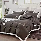 Комплект постільної білизни із сатину з вишивкою TM Home textile розмір євро POL колiр антрацит