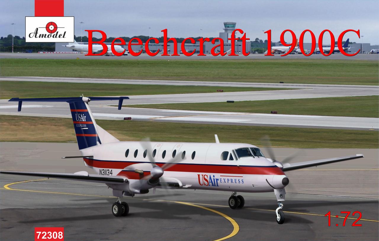 Пластикова модель 1/72 A-model 72308 американський турбогвинтовий літак Beechcraft 1900C USAir express, фото 1