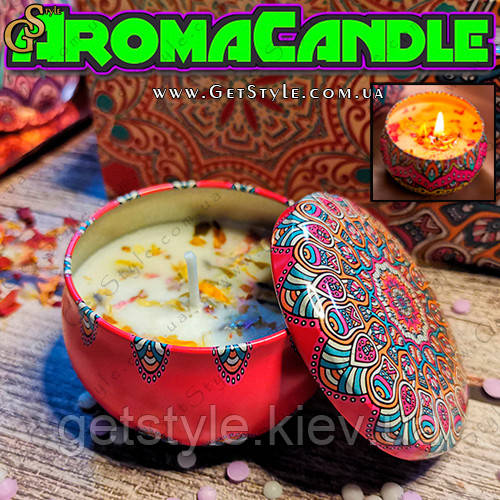 Ароматична свічка Квіти Какао Aroma Candle в металевому боксі 6 х 4 см