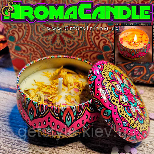 Ароматична свічка Лимон Aroma Candle в металевому боксі 6 х 4 см, фото 1