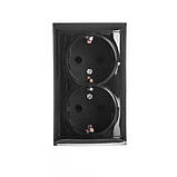 Розетка накладна 2-на чорна із заземленням LXL TERRA, фото 2