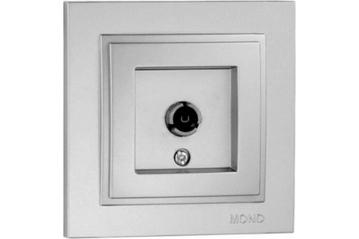 Розетка TV кінцева Срібна Mono Electric DESPINA з екраном, фото 1