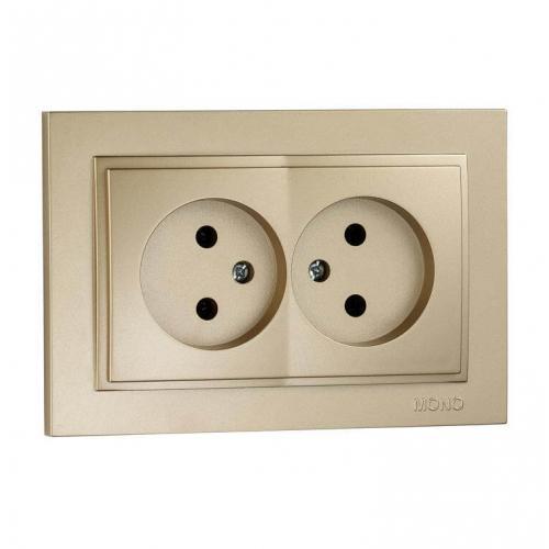 Розетка подвійна без заземлення Mono Electric DESPINA титан, фото 1