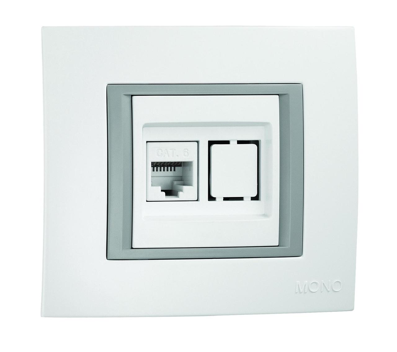 Комп'ютерна розетка RJ45 CAT 6 Mono Electric Monte Біла, фото 1