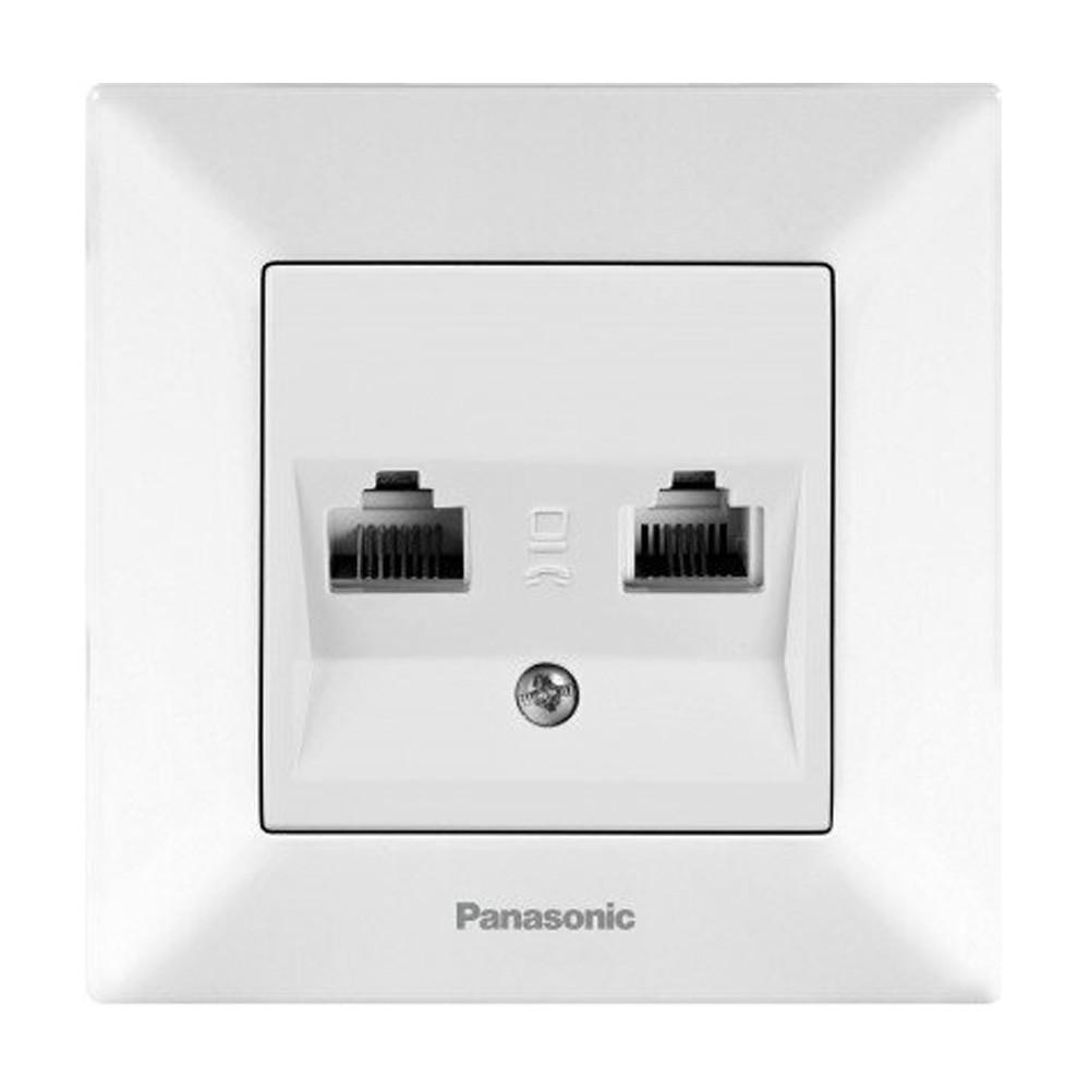 Комп'ютерна розетка подвійна RJ45 CAT6e Panasonic Arkedia Slim біла, фото 1