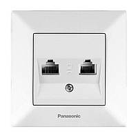 Компьютерная розетка двойная Panasonic RJ45 CAT5e Arkedia Slim белая