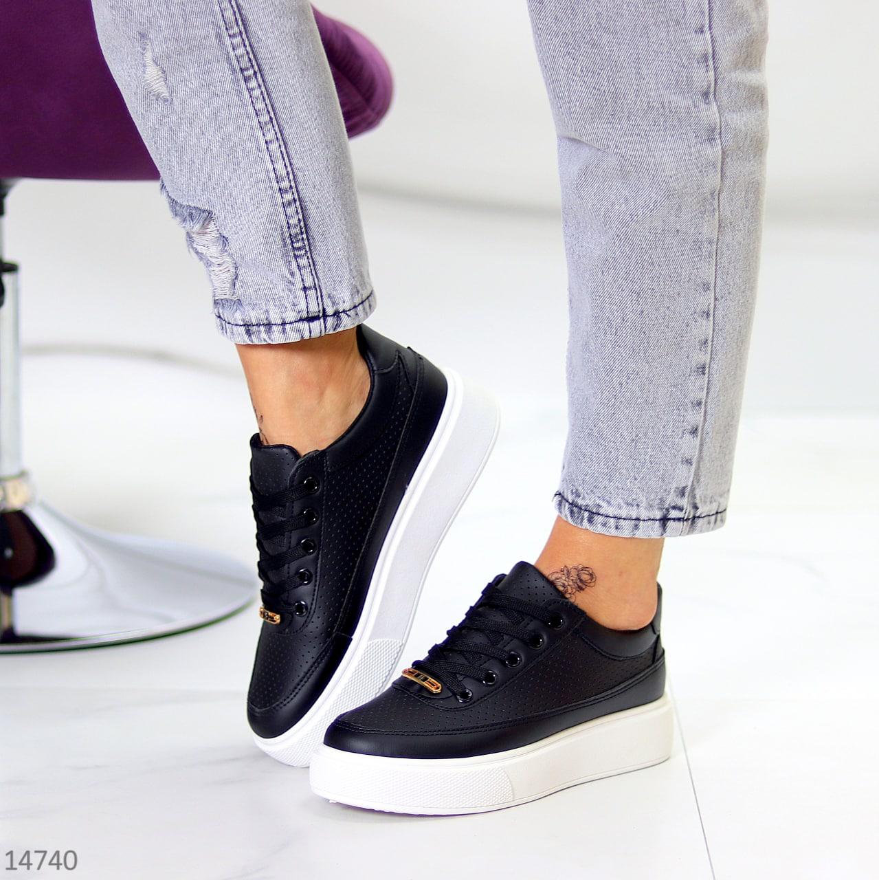 Черно-белые женские кроссовки, модные черные демисезонные кроссовки, купить недорого - фото 7 - id-p1657251418