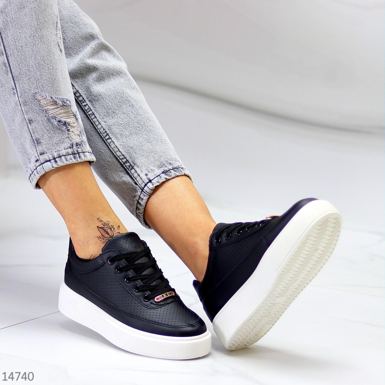 Черно-белые женские кроссовки, модные черные демисезонные кроссовки, купить недорого - фото 8 - id-p1657251418
