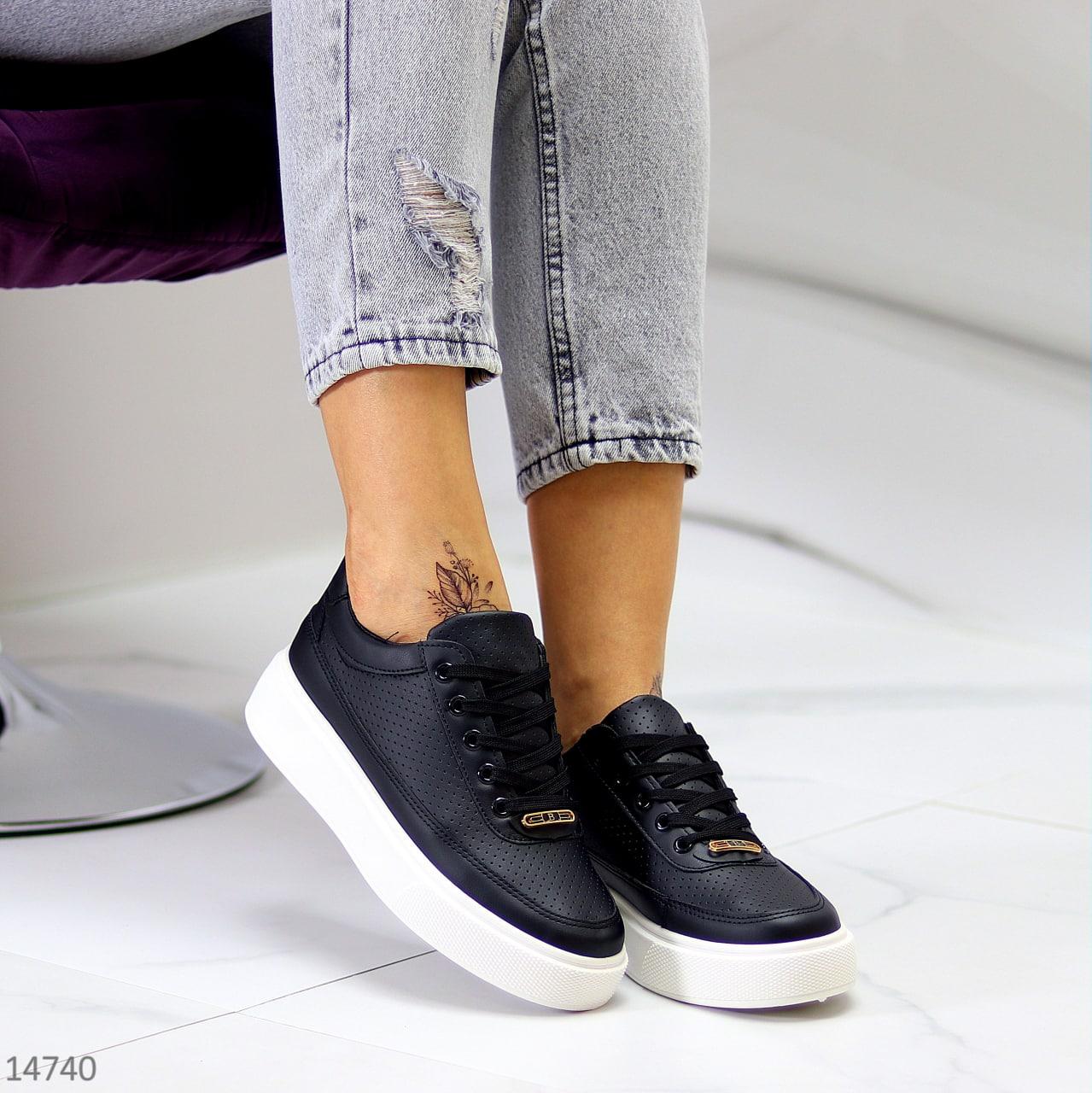 Черно-белые женские кроссовки, модные черные демисезонные кроссовки, купить недорого - фото 9 - id-p1657251418