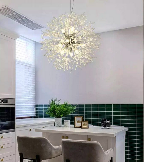 ПУХНАСТИЙ ПІДВІСНИЙ СВІТИЛЬНИК У ВИГЛЯДІ КУЛЬБАБИ В КОРПУСІ ХРОМ  ДІАМЕТРОМ 40СМ І 55СМ AS 155 P CH, фото 1