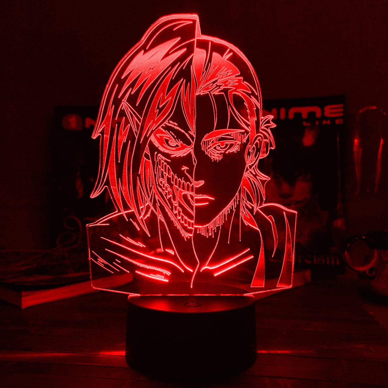 Акриловий світильник-нічник Ерен Єгер червоний tty-n001733