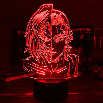 Акриловий світильник-нічник Ерен Єгер червоний tty-n001733, фото 1