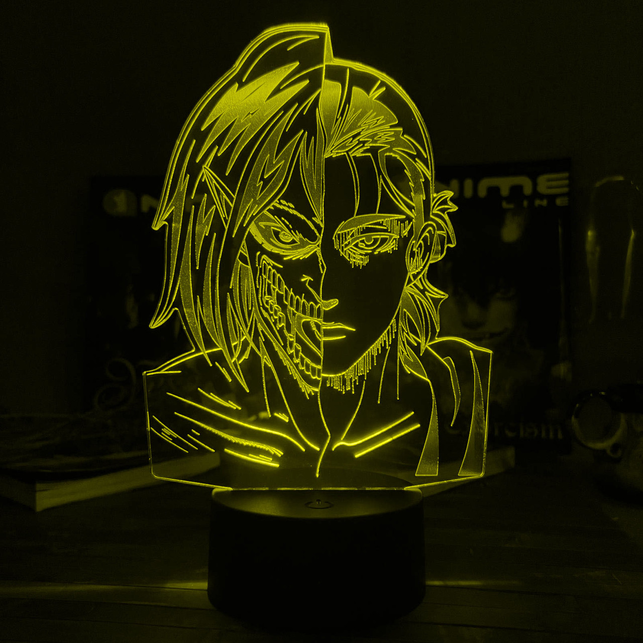 Акриловий світильник-нічник Ерен Єгер жовтий tty-n001734