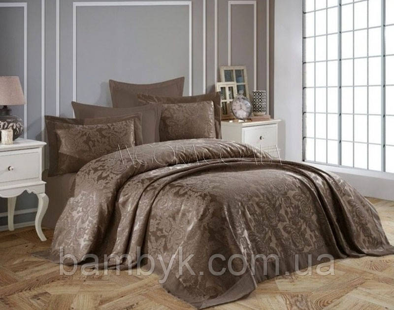 Покривало З Наволочками Жакардове Gardine's GUL KAHVE 240x260 Туреччина