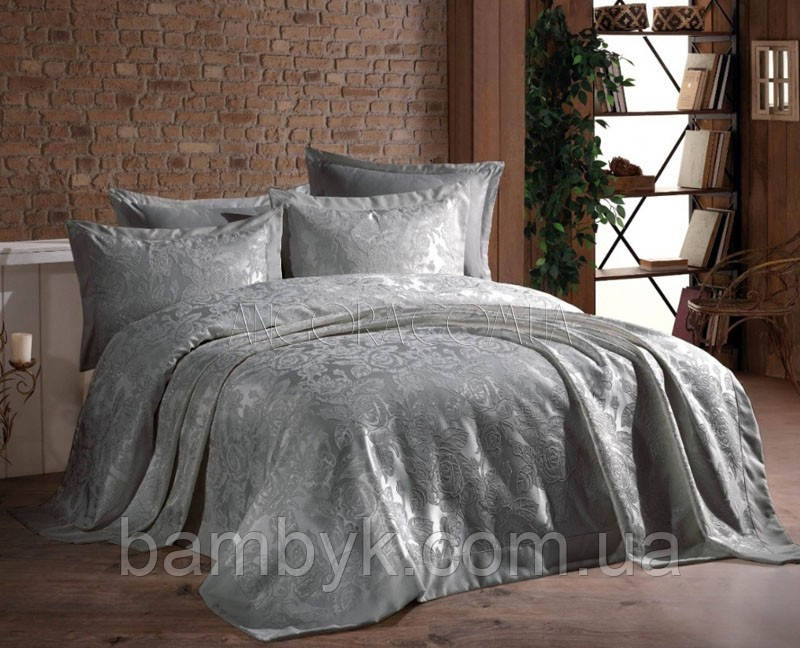 Покривало З Наволочками Жакардове Gardine's GUL GRI 240x260 Туреччина
