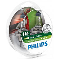 Новинка Автолампа Philips H4 LongLife EcoVision, 2шт (12342LLECOS2) !