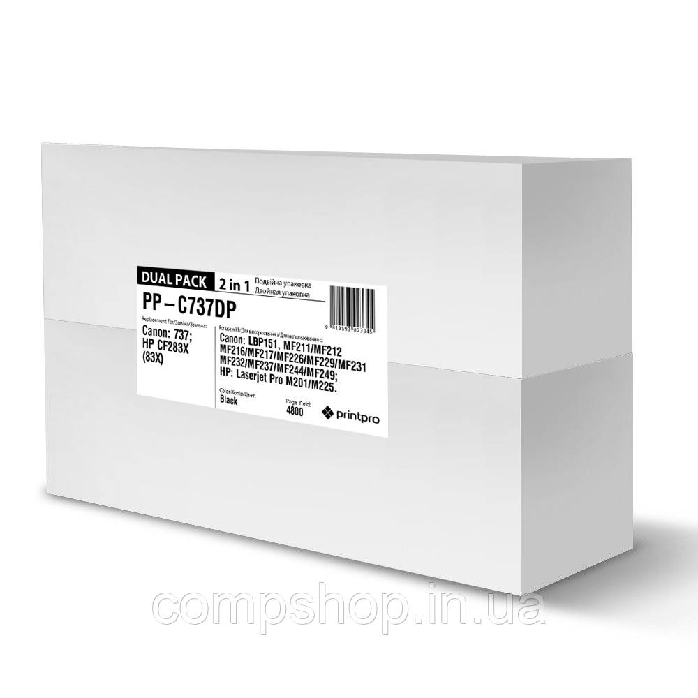 Картридж Canon 737 MF211/MF212w/MF216n DUAL PACK (PP-C737DP)  *PrintPro (код 102240), фото 1