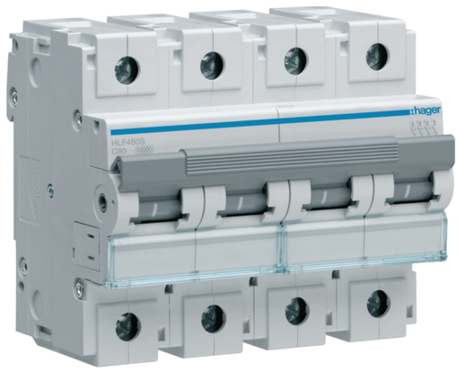 Автоматичний вимикач 80 А, 4P хар-С, 10 kA, Hager HLF480S, фото 1