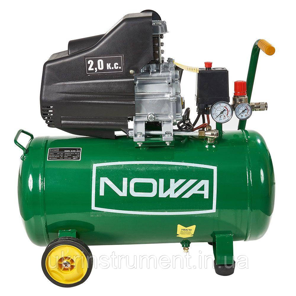 Поршневой масляный компрессор 200 л NOWA KBN 220-50 воздушный, с ресивером 50 л, одноцилиндровый
