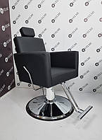 Кресло парикмахерское для barbershop Barber Quadro экокожа черная (Velmi TM)