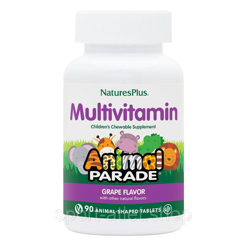 Вітаміни та мінерали Natures Plus Animal Parade Children's Multivitamin, 90 жувальних таблеток Виноград