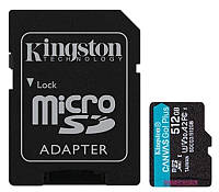 Карта памяти MicroSDXC 512GB UHS-I/U3 Class 10 Kingston Canvas Go! Plus R170/W90MB/s+ SD-адаптер