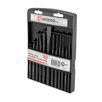 Набір зубил, кернерів та виколоток 12 од. INTERTOOL HT-0289 Набір пробійників зубил і виколоток