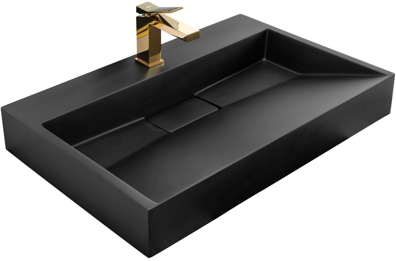Умивальник підвісний REA GOYA BLACK MAT 700x460x140мм прямокутний чорний REA-U8802