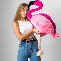 Розовый фламинго 90 см - мягкая плюшевая игрушка птичка на подарок девушке, Розовые игрушки птицы фламинго