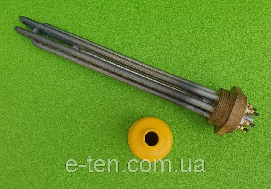 Блок-тен прямий KAWAI з нержавійки 3000 W / 220V-380V ("зірка") / на різьбі 1,5"(48мм) / довжина L = 240мм