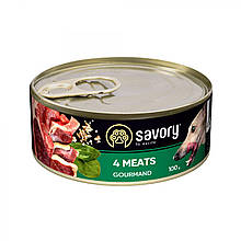 Корм вологий Savory Dog Gourmand 4 meats pate для дорослих собак з чотирма видами м'яса 100 г