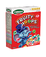 Сухие полезные завтраки цветные кольца Fruity Hoops для детей 250г TM Cerera Литва